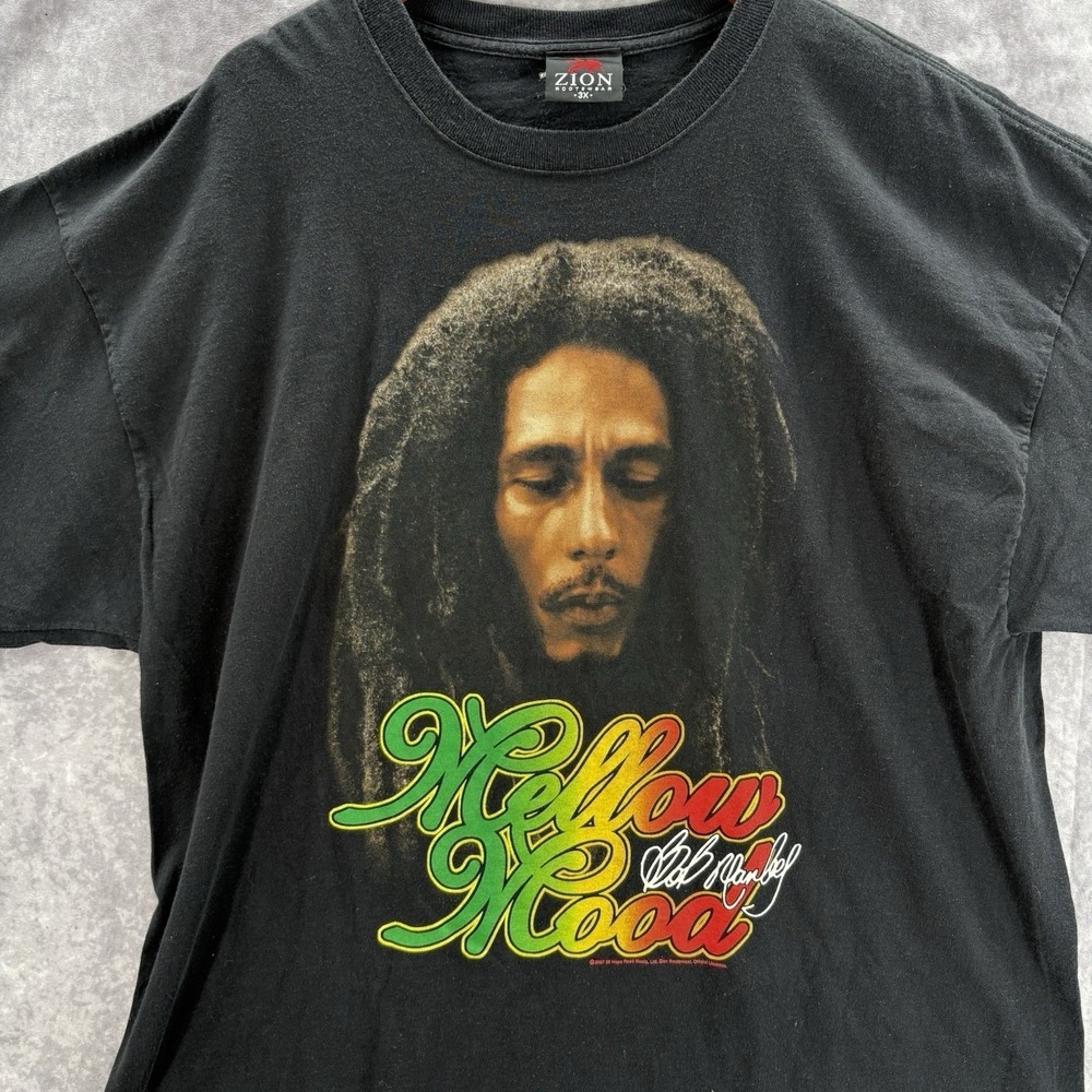 VTG Bob Marley Shirt 3XL Zion Rootswear 2007 Black Reggae Y2K Baggy